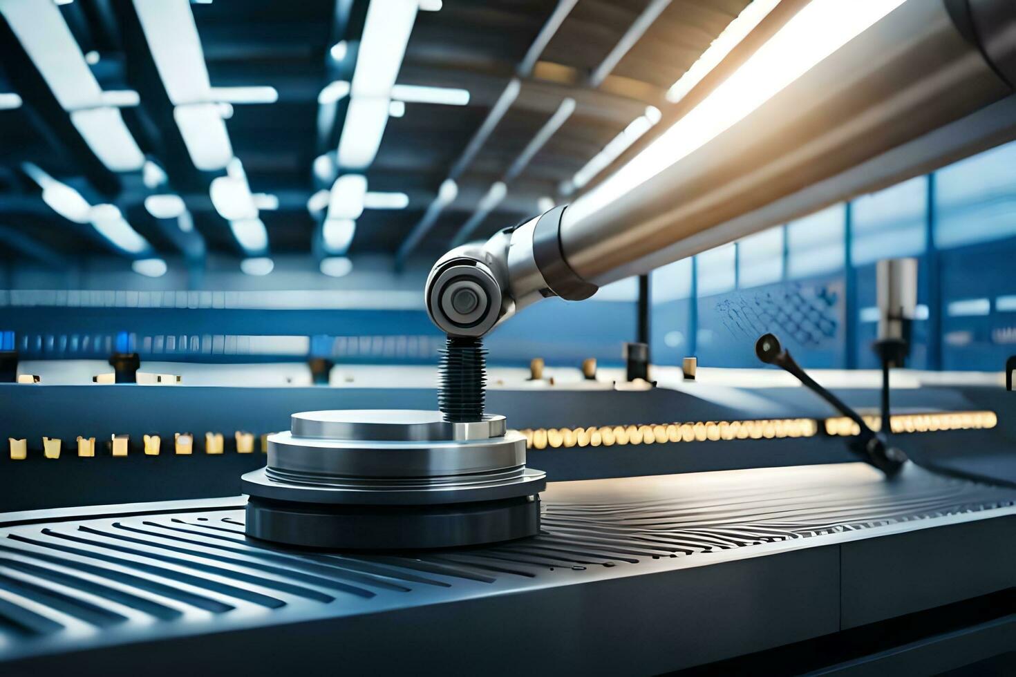 a robot is working on a machine in a factory. AI-Generated photo