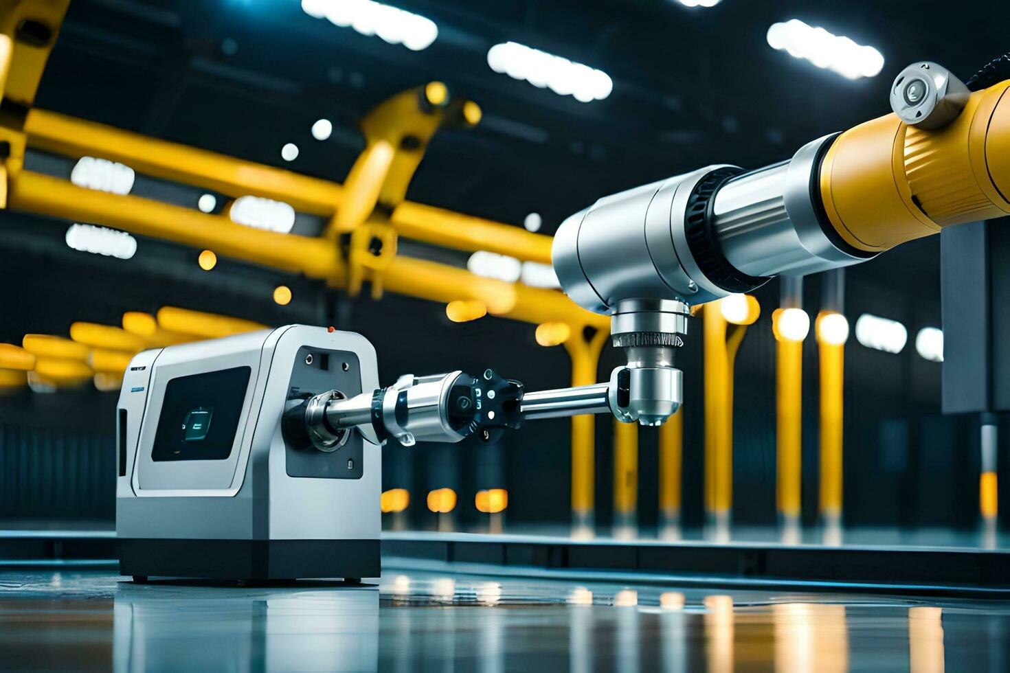 a robotic arm is working on a machine. AI-Generated photo