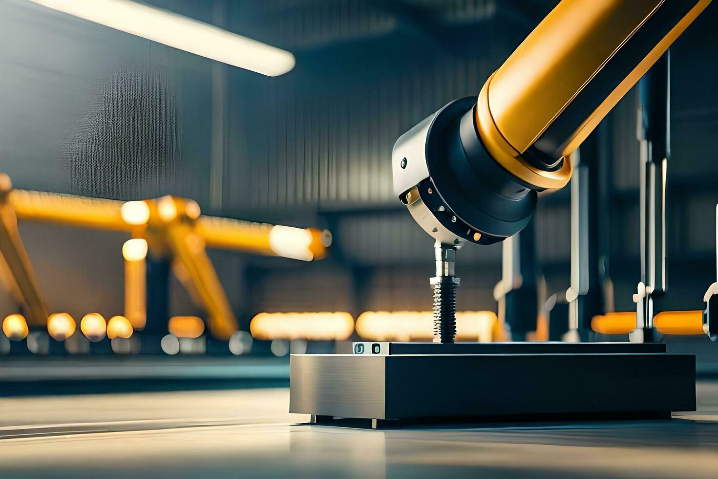 a robotic arm is working on a machine in a factory. AI-Generated photo