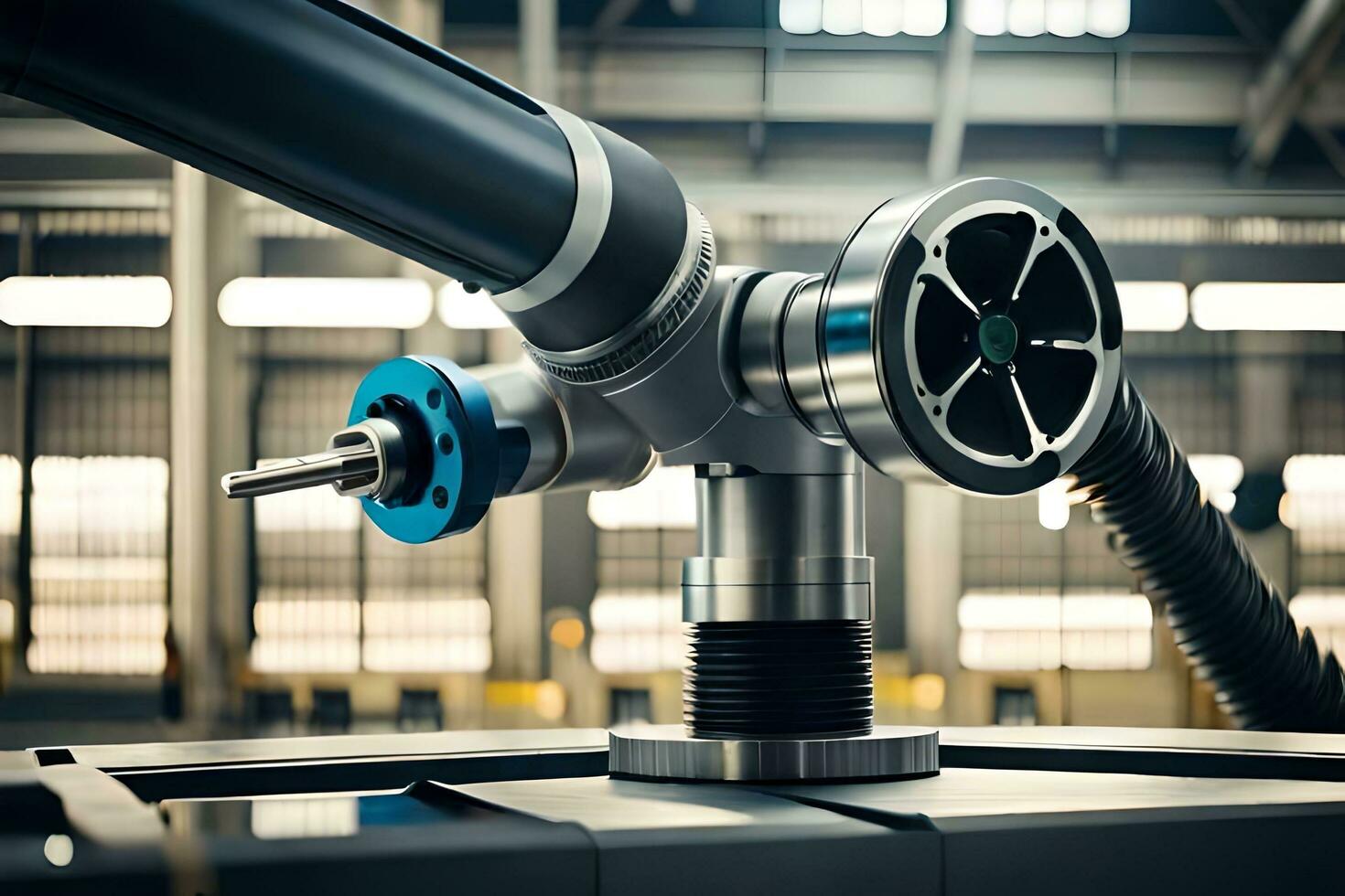 a machine is shown with a blue hose attached to it. AI-Generated photo