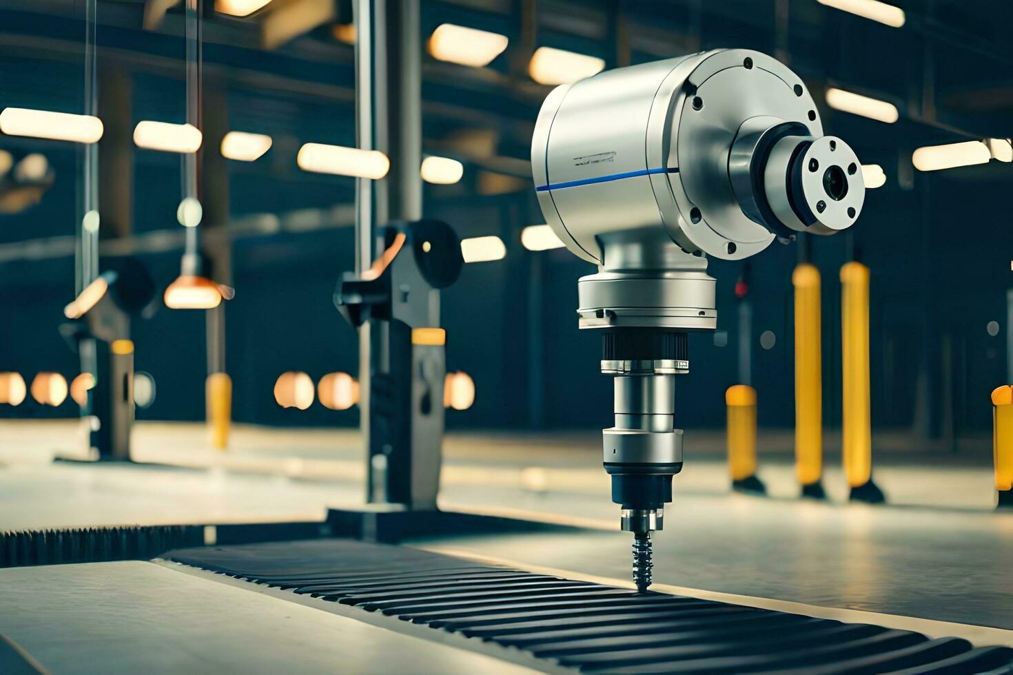 a robot is standing on a conveyor belt. AI-Generated photo