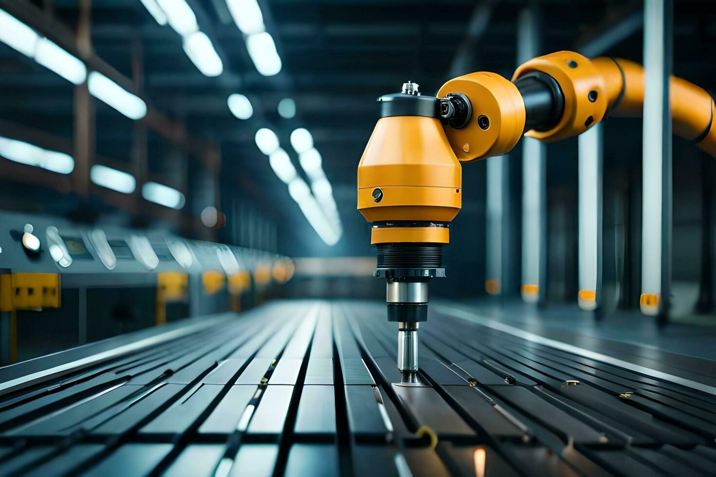a robotic arm is working on a machine in a factory. AI-Generated photo