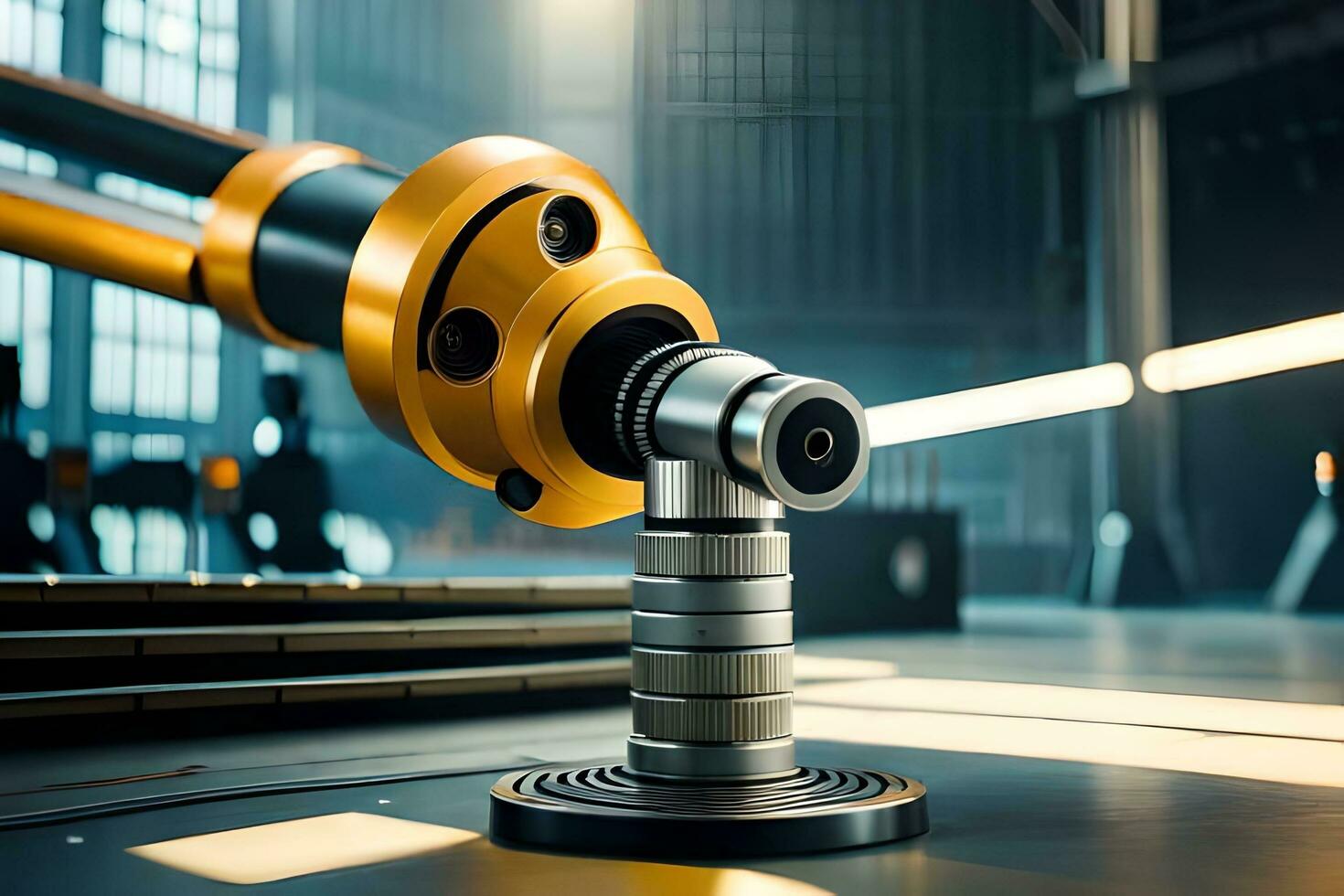 a close up of a machine with a metal rod. AI-Generated photo