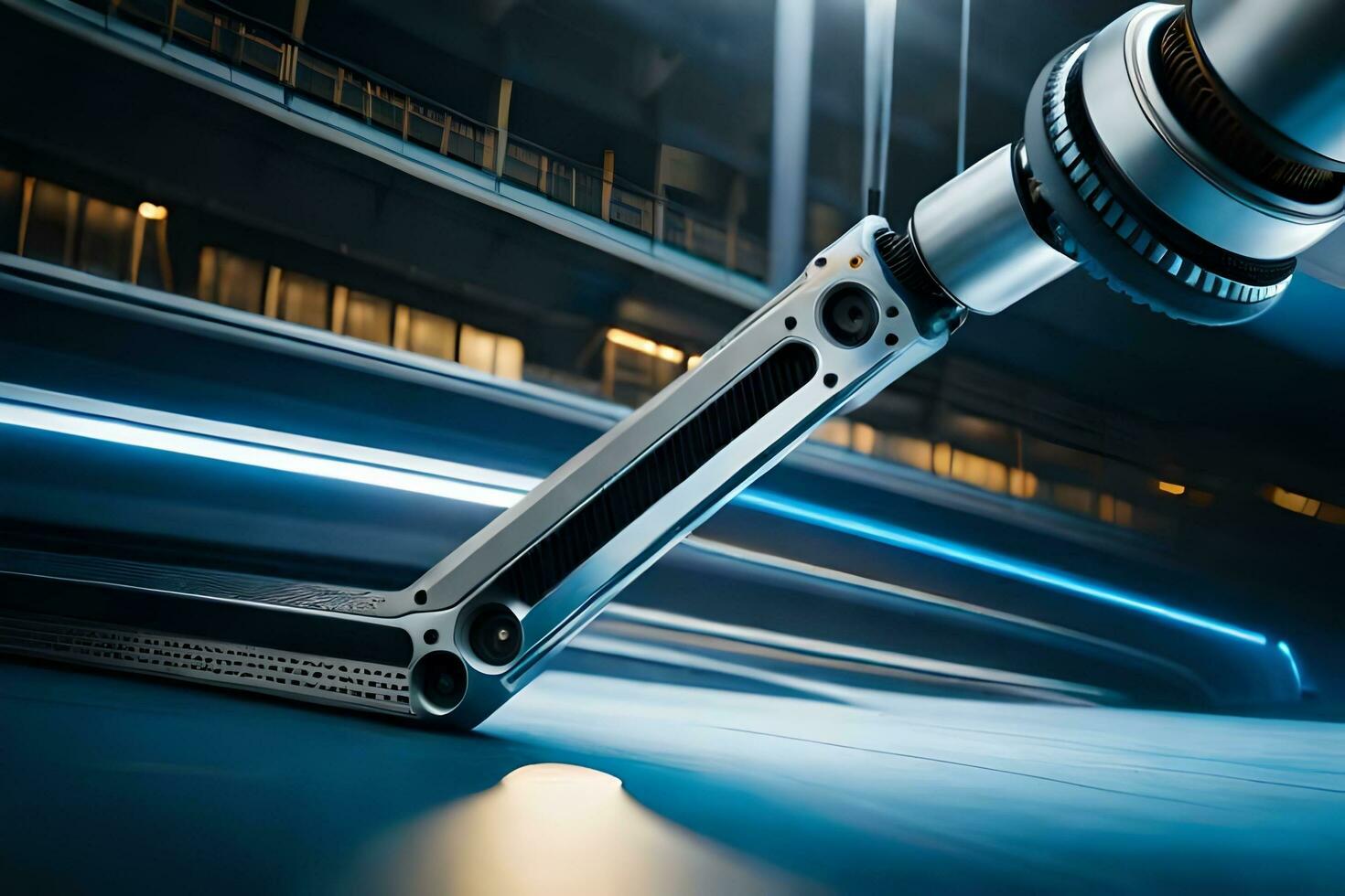 a robot arm is holding a metal object. AI-Generated photo