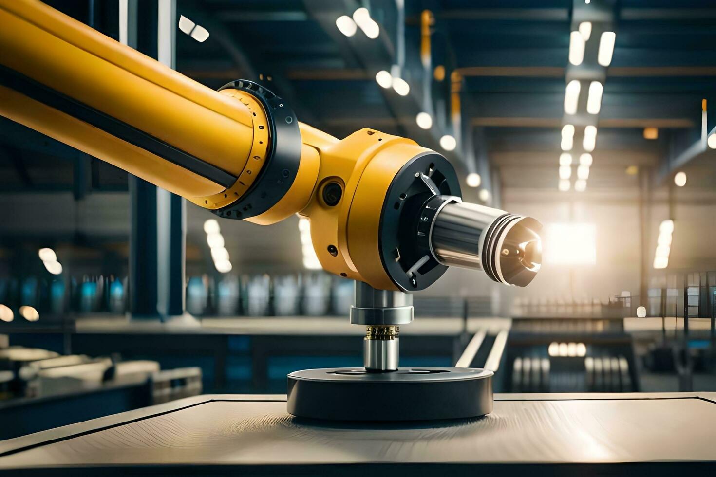 a robotic arm is in a factory setting. AI-Generated photo