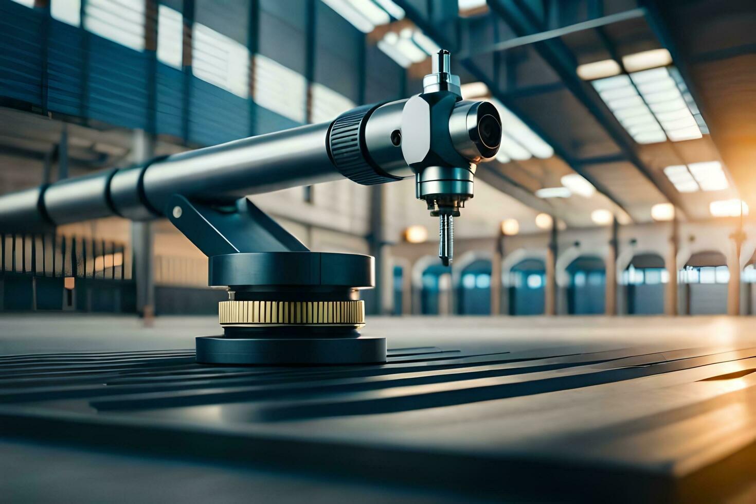 a machine is sitting on a table in a factory. AI-Generated photo