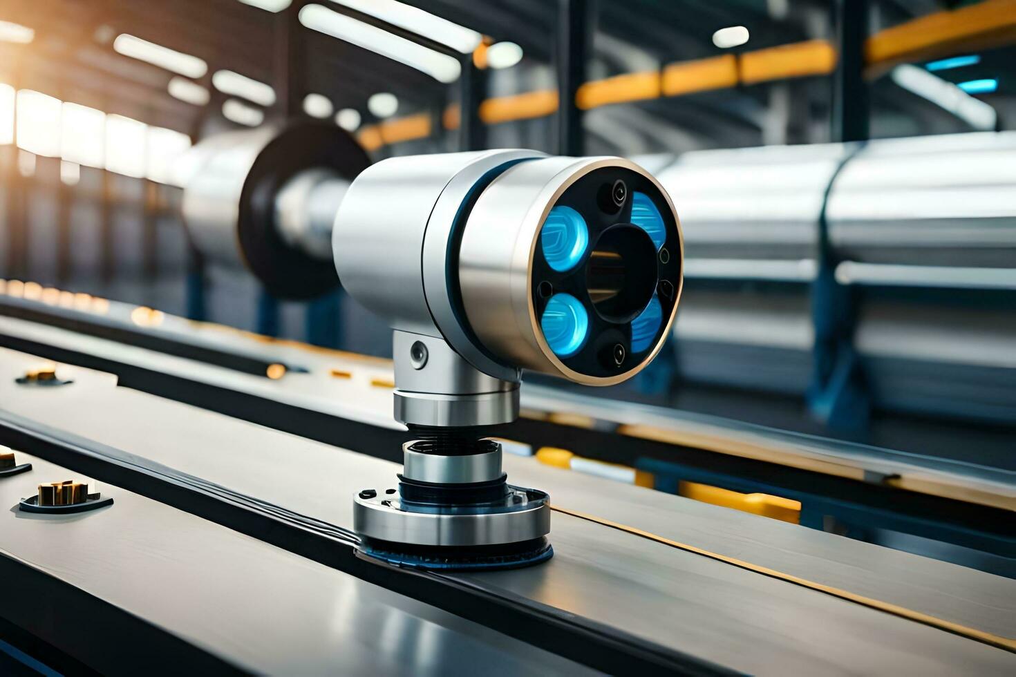 a machine is sitting on a conveyor belt. AI-Generated photo