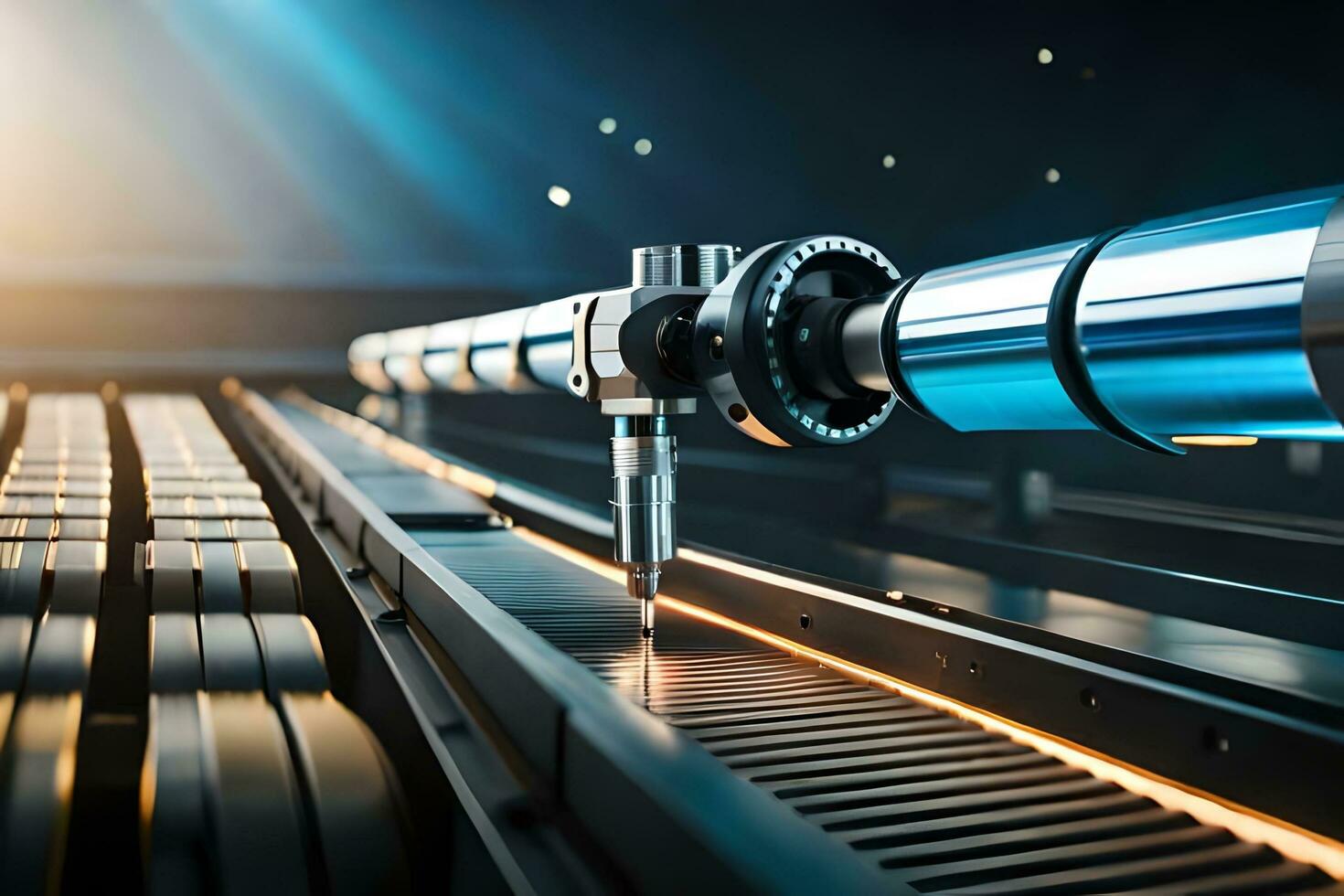 a machine is working on a conveyor belt. AI-Generated photo