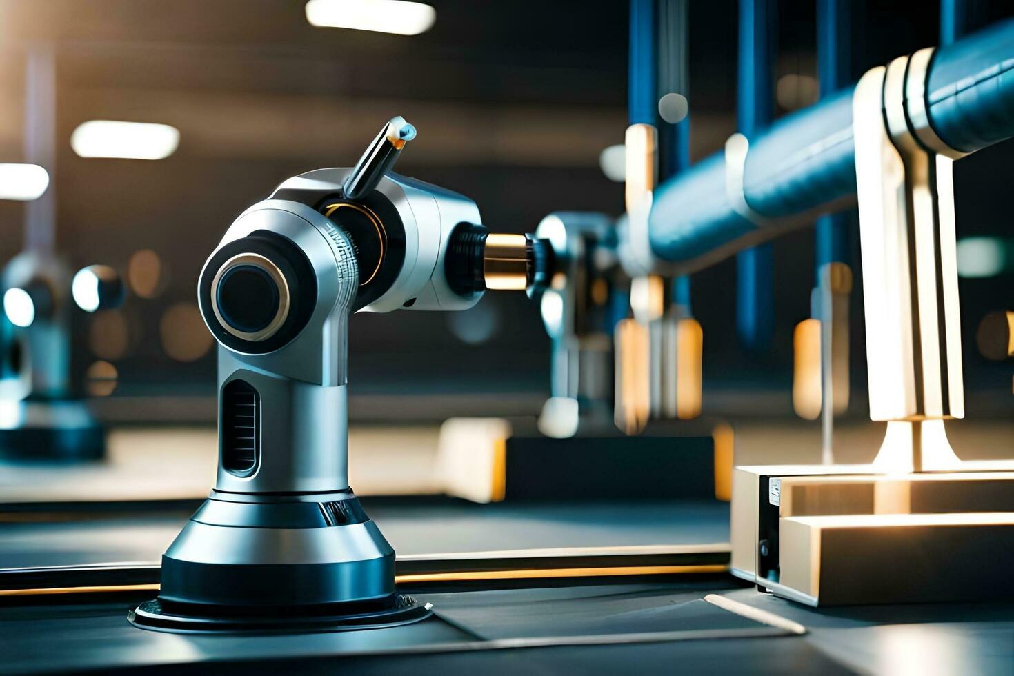 robot arm on a machine in a factory. AI-Generated photo
