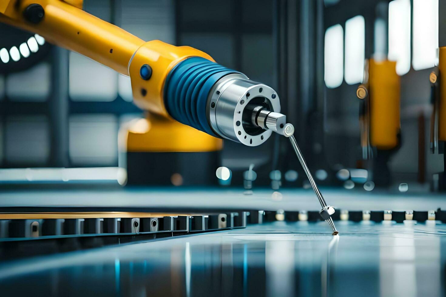a robotic arm is working on a machine. AI-Generated photo