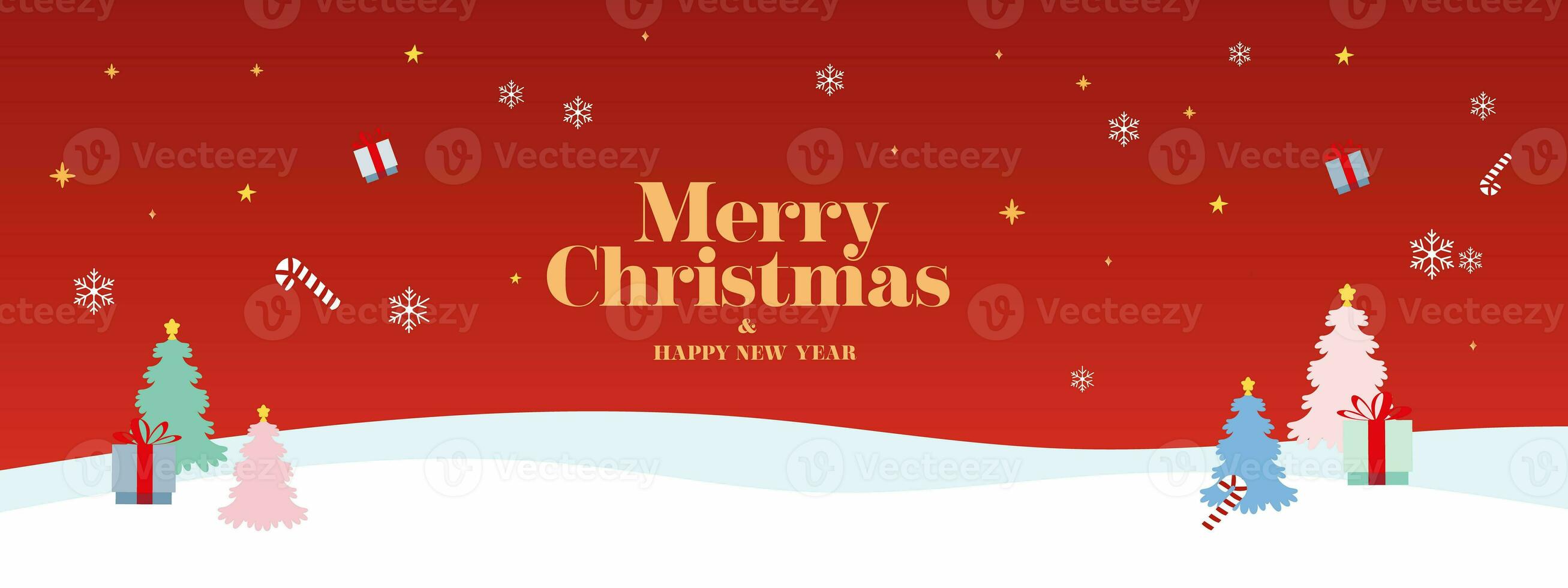 Merry Christmas banner winter landscape background and snow product display photo