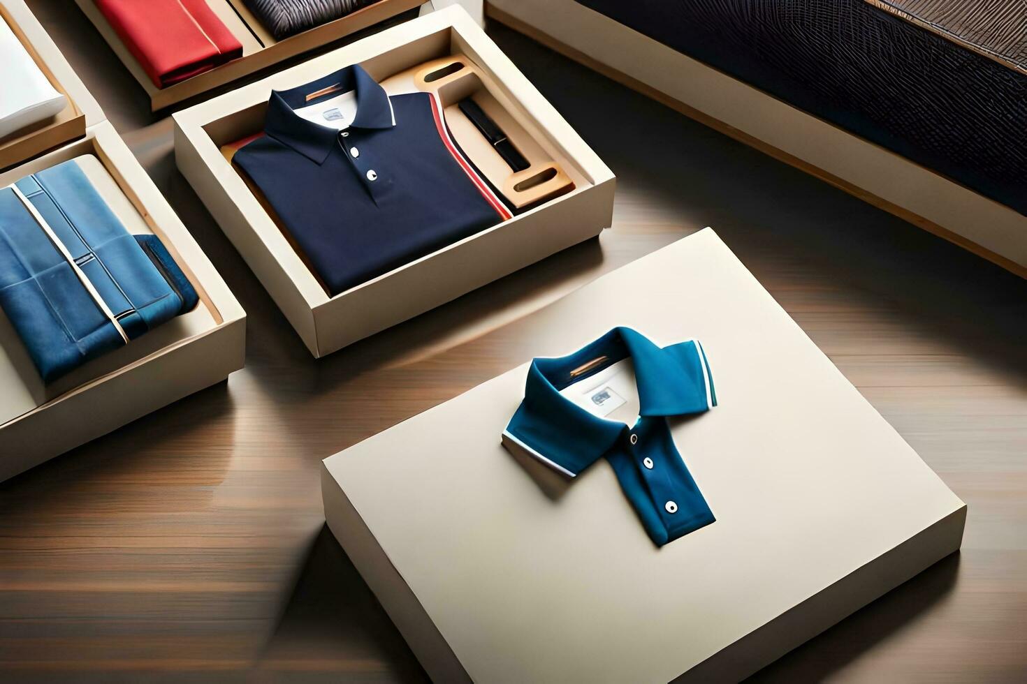 a box with a blue shirt and a white shirt. AI-Generated photo