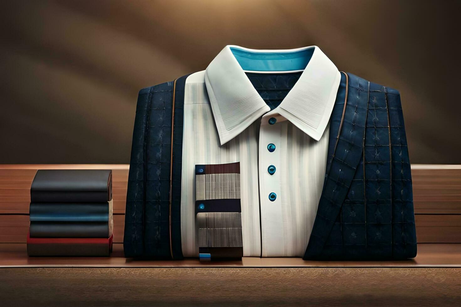 a shirt and tie sitting on a shelf. AI-Generated photo