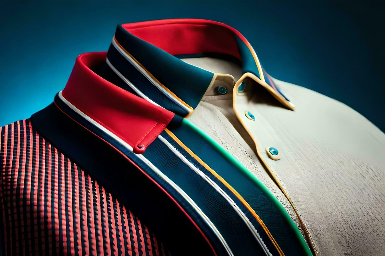 a close up of a shirt with colorful stripes. AI-Generated photo