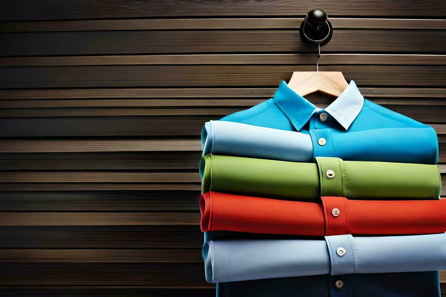 colorful shirts hanging on a hanger. AI-Generated photo