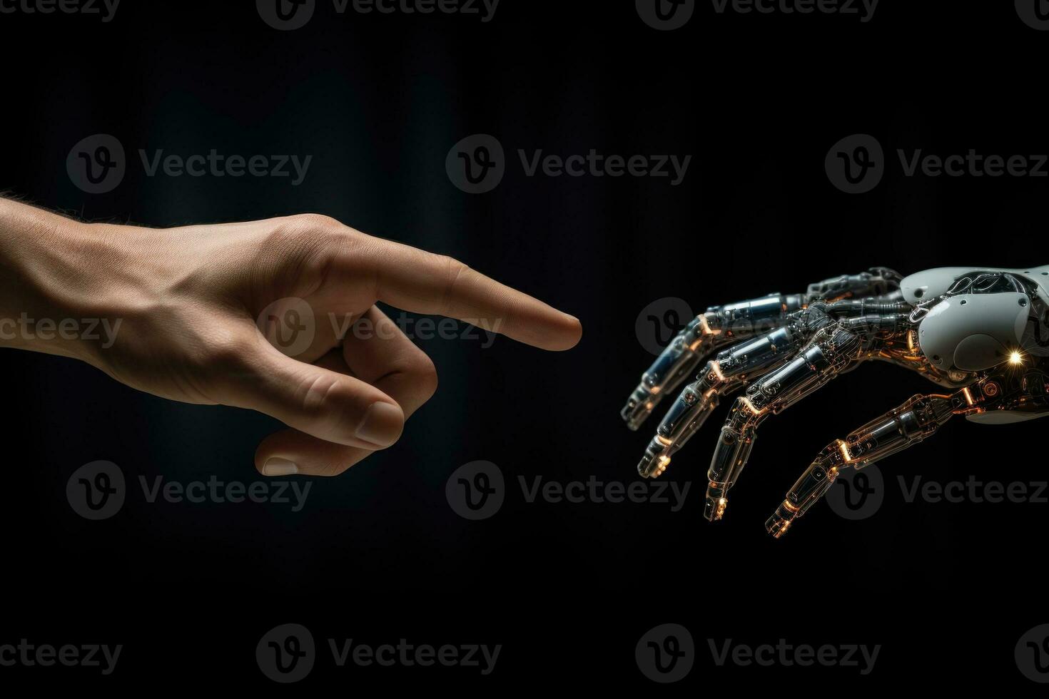Artificial intelligence violates AI ethics .human and robot partner technology. Generative AI photo