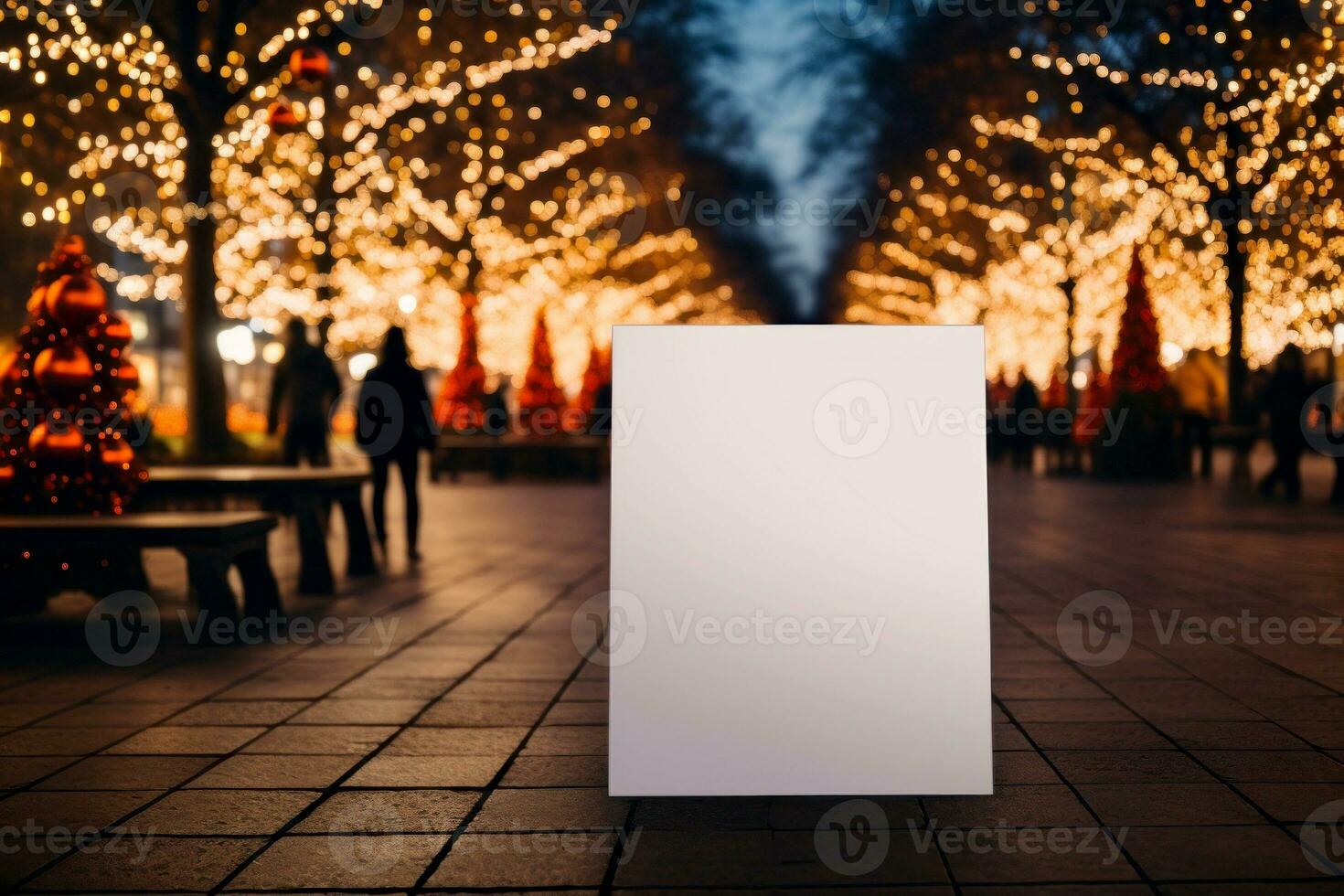Menu boards in Christmas shopping mall center sign mockup. Generative AI. photo