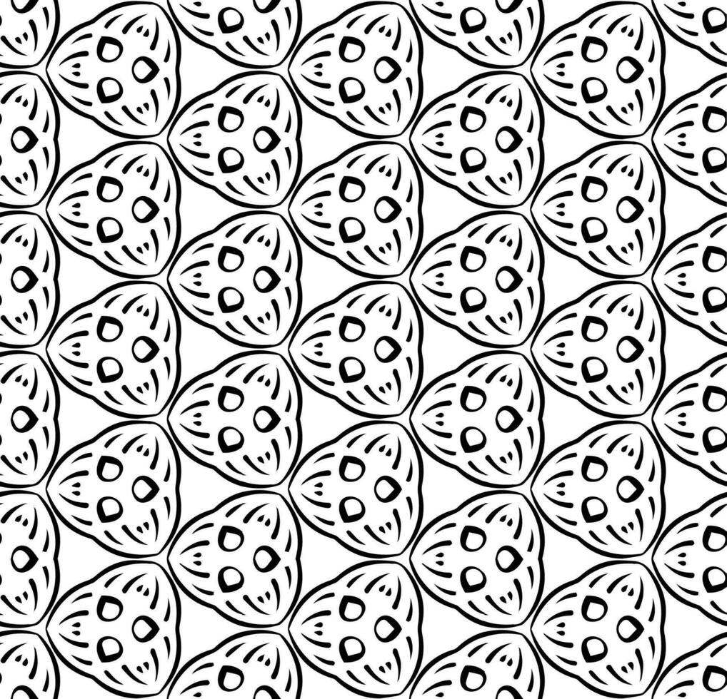 Black and white seamless abstract pattern. Background and backdrop. Grayscale ornamental design. Mosaic ornaments. Vector graphic illustration.