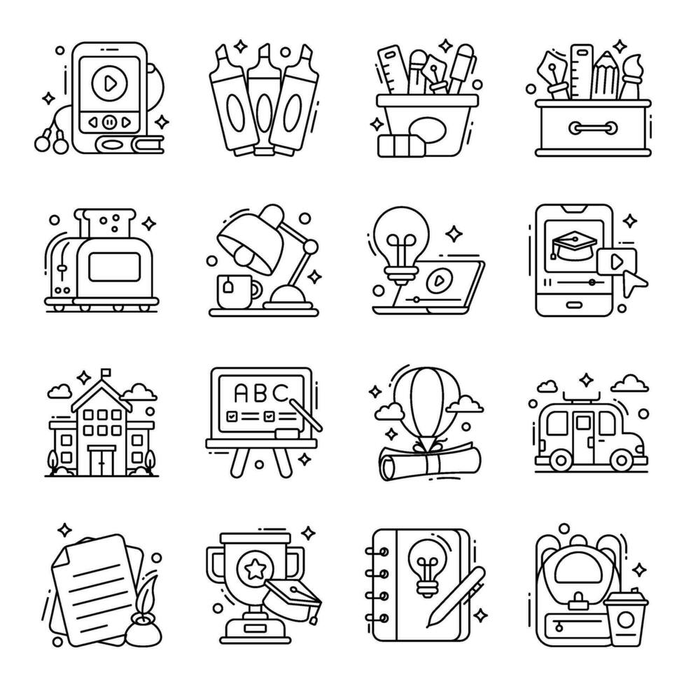Pack of Study line Icons vector
