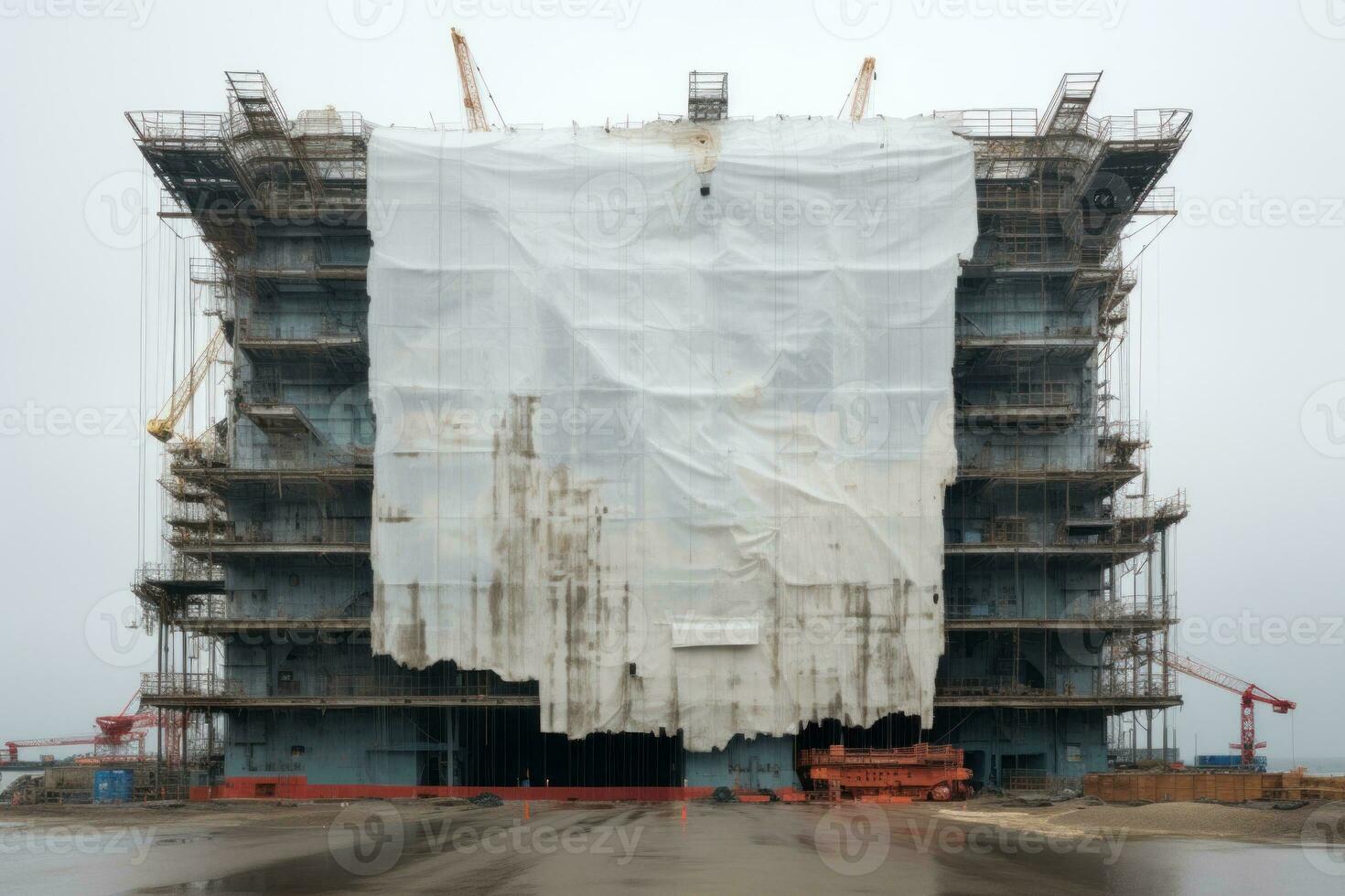 A building covered in white sheet . AI Generative photo