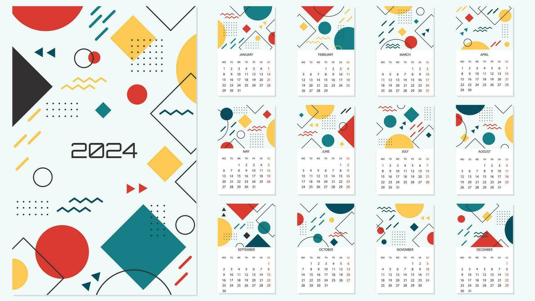 calendar for 2024 year vector