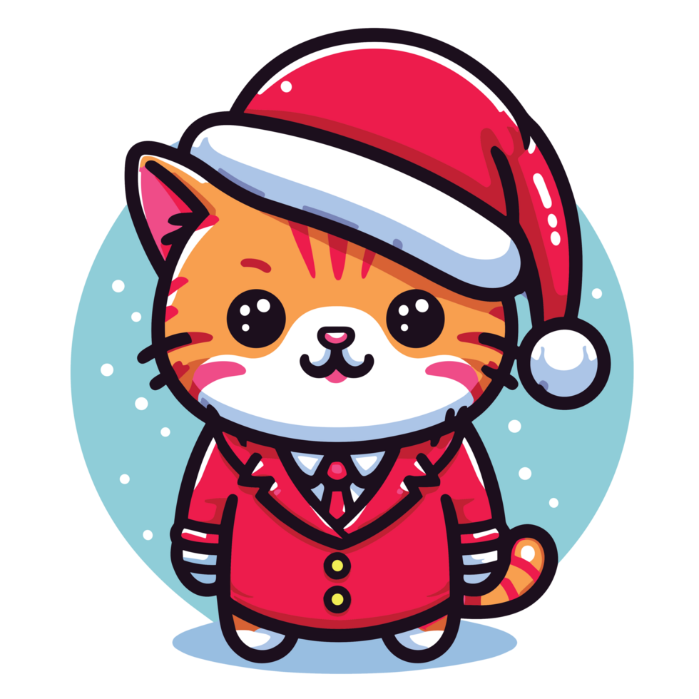 Beatutiful Cat Wearing Santa Hat - Ai Generative png