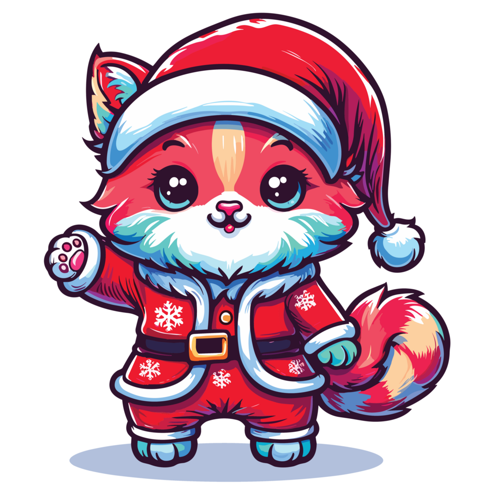 Beatutiful Cat Wearing Santa Hat - Ai Generative png