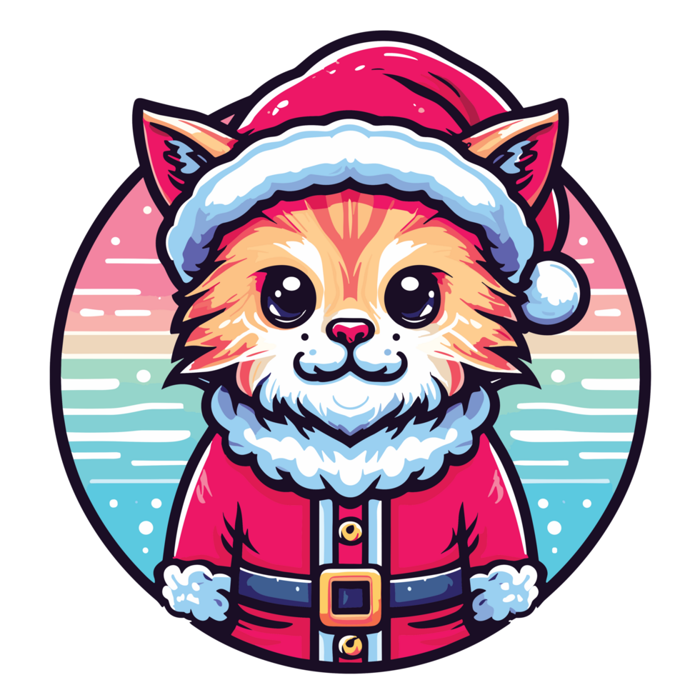 Beatutiful Cat Wearing Santa Hat - Ai Generative png