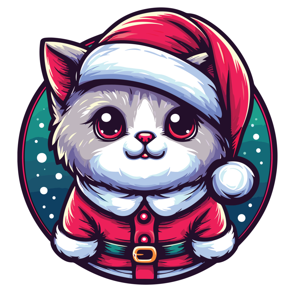 Beatutiful Cat Wearing Santa Hat - Ai Generative png