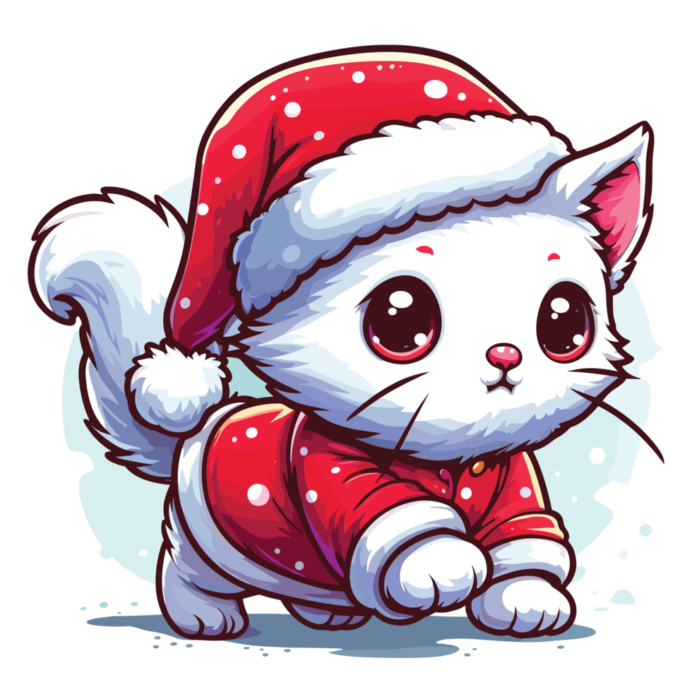 Beatutiful Cat Wearing Santa Hat - Ai Generative png