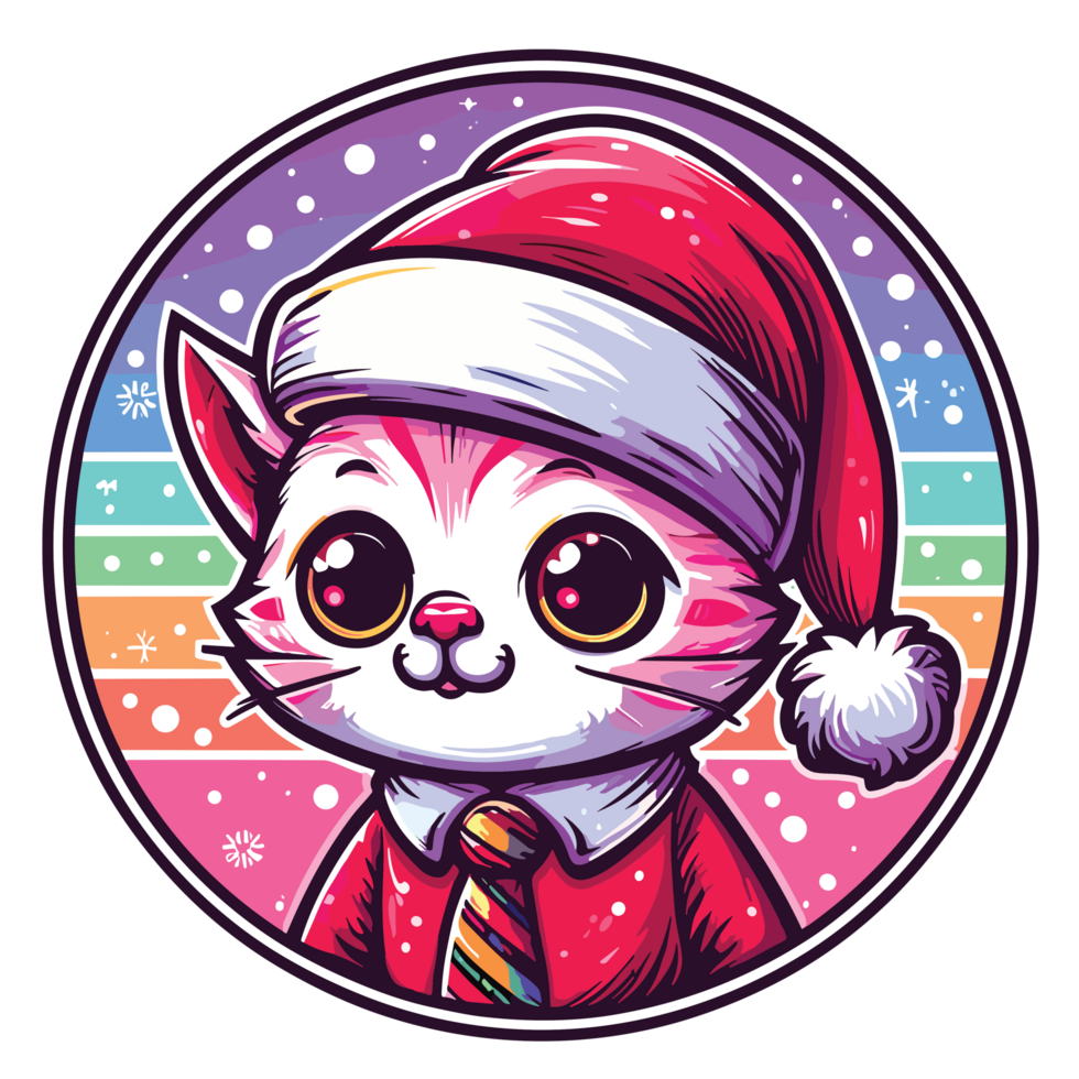 Beatutiful Cat Wearing Santa Hat - Ai Generative png
