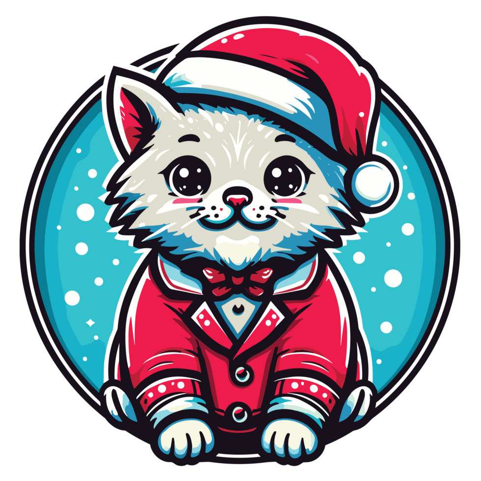 Beatutiful Cat Wearing Santa Hat - Ai Generative png
