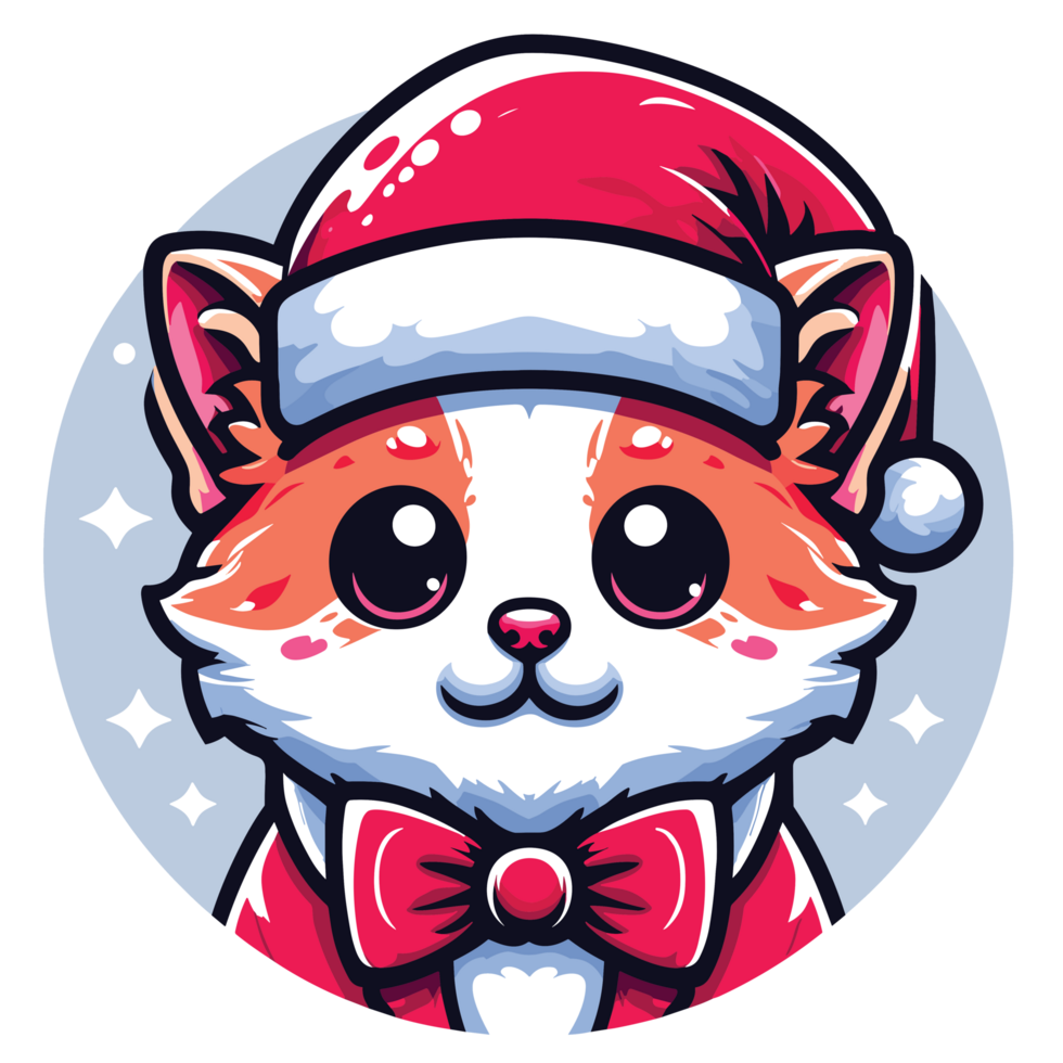 Beatutiful Cat Wearing Santa Hat - Ai Generative png
