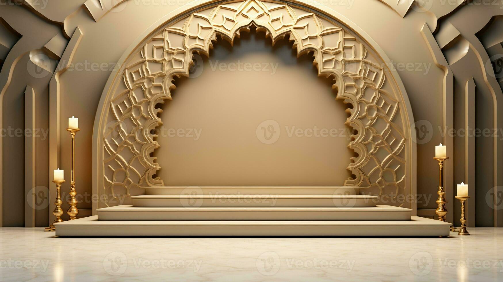 podium background in Ramadan holiday minimalism style . oriental arabic design . ai generated photo