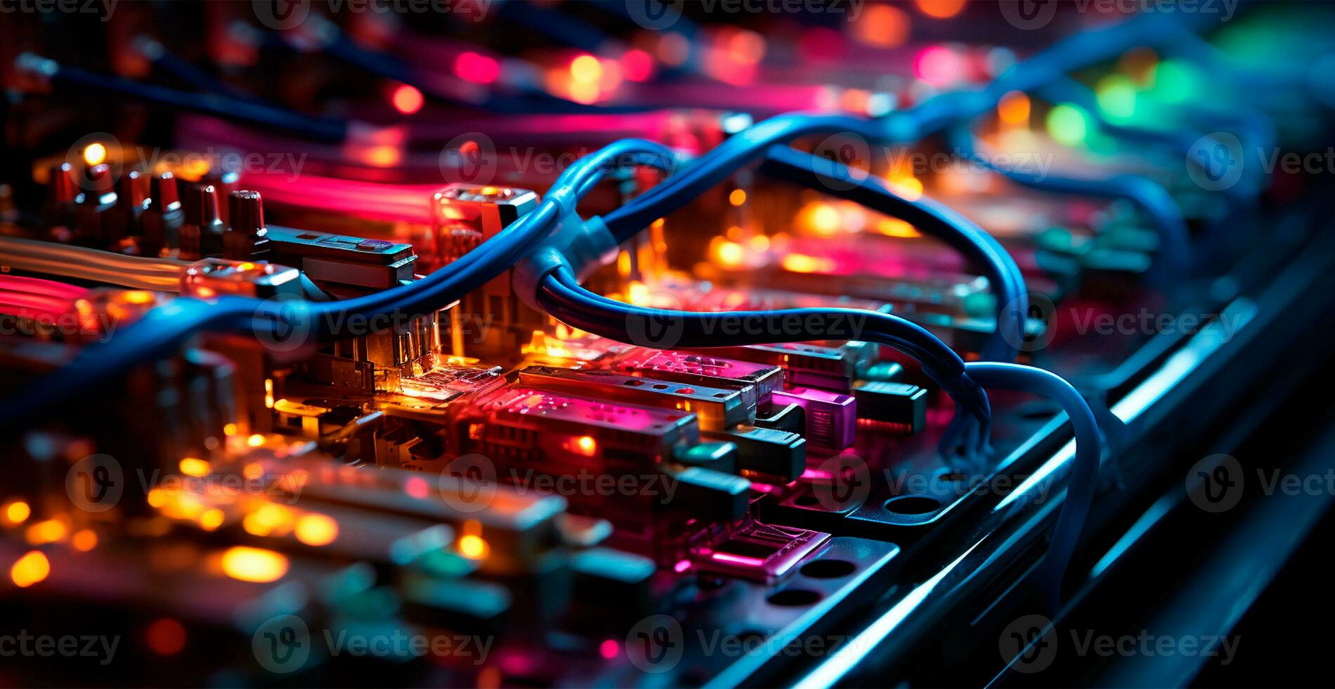 Electrical wires, engineering communications, network connections - AI generated image photo
