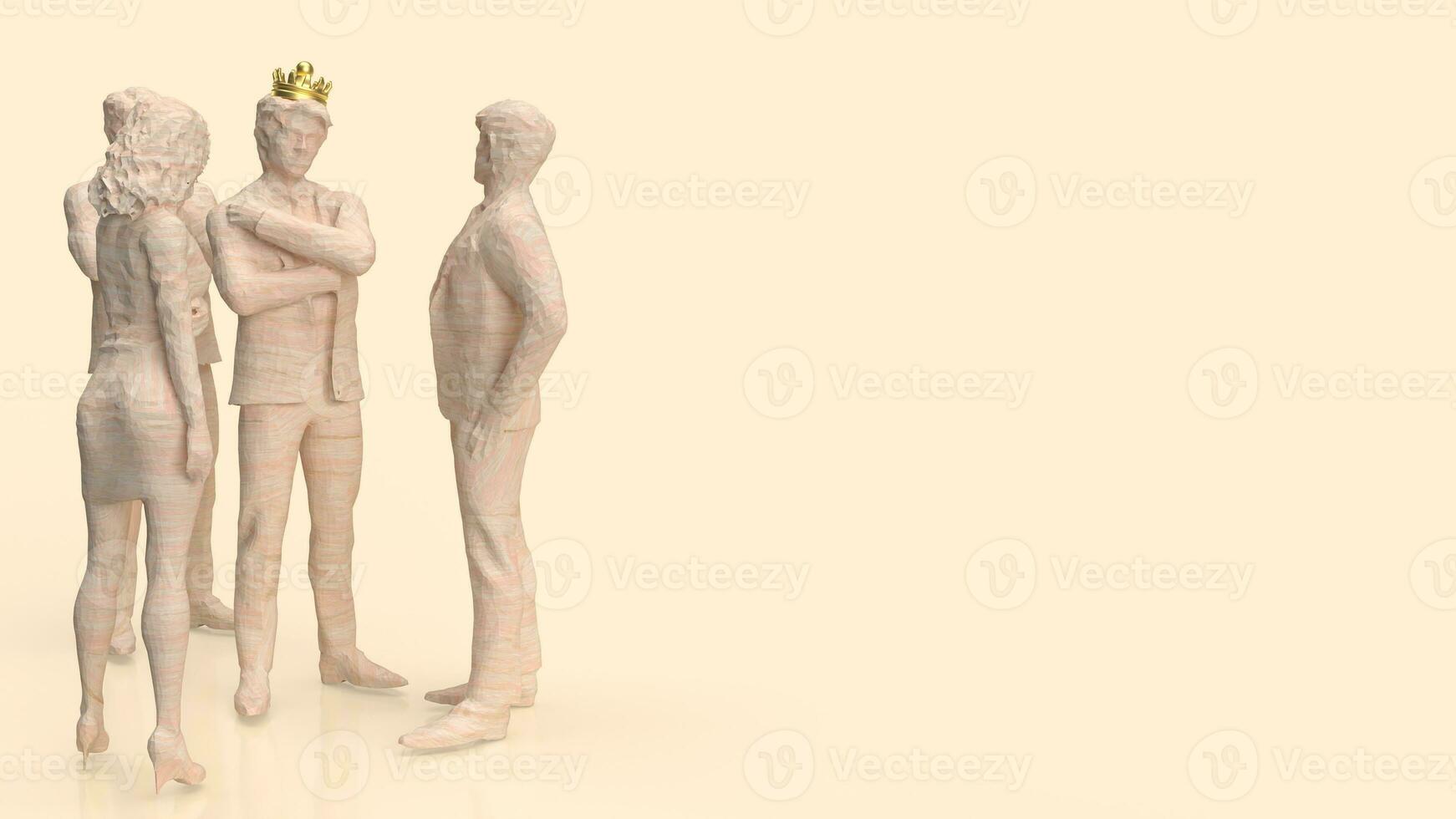 The man and gold crown for leader concept 3d rendering. photo