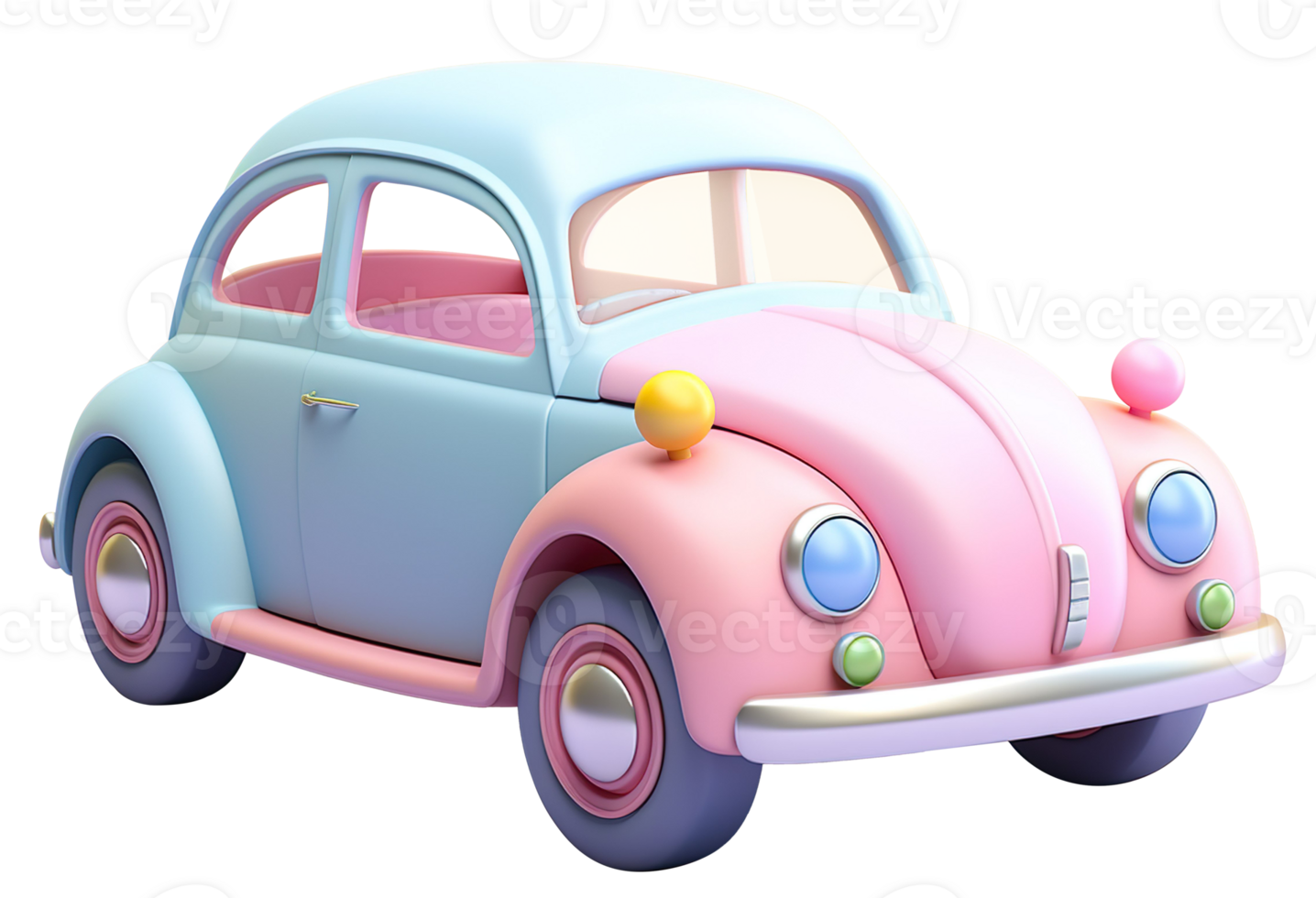 3D retro car in cartoon style. png