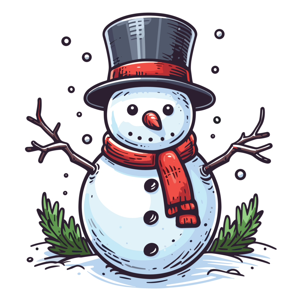Beautiful Christmas Snowman Clipart - Ai Generative png