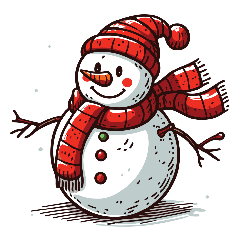Beautiful Christmas Snowman Clipart - Ai Generative png