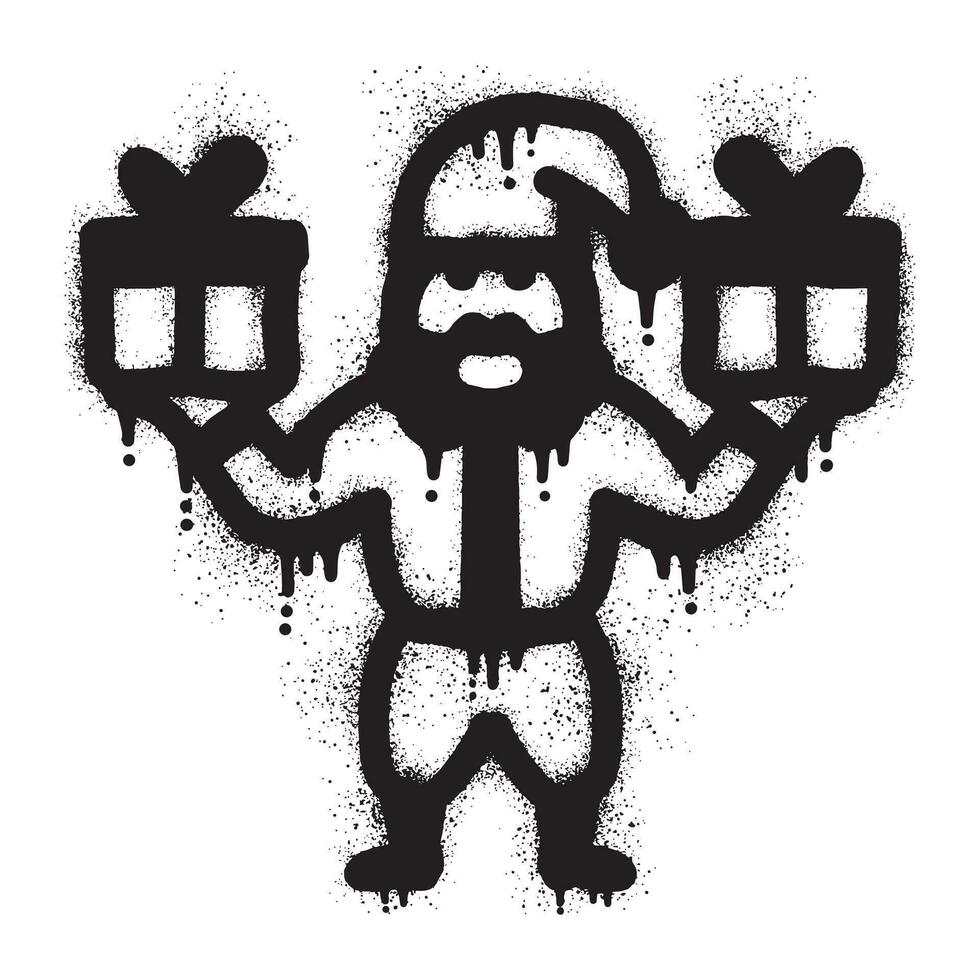 Santa claus graffiti with black spray paint vector