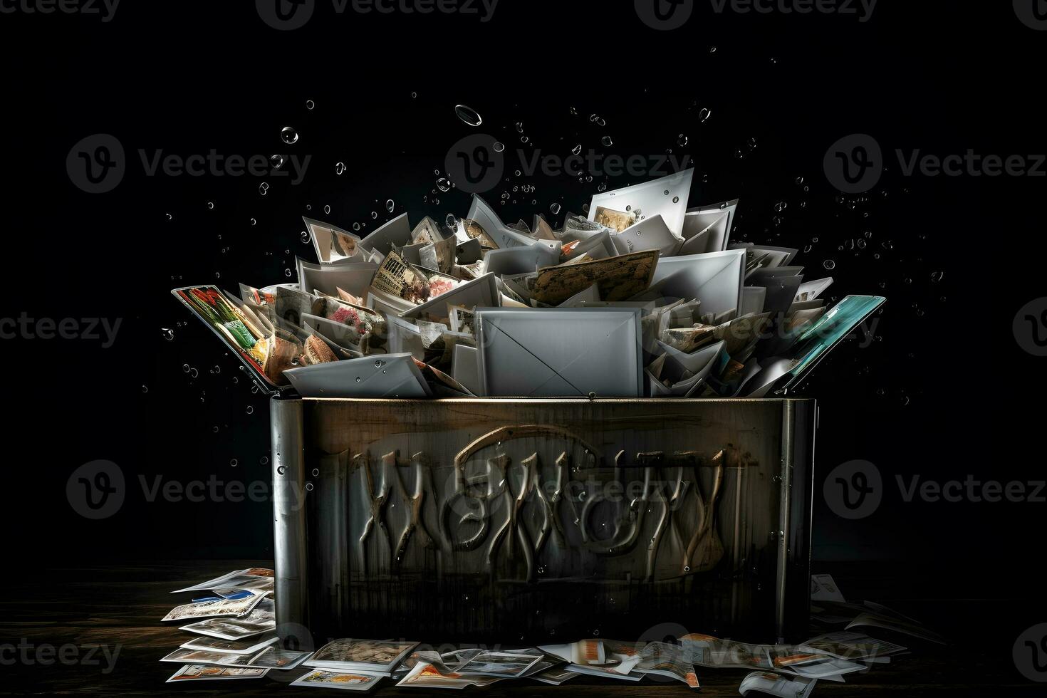 overloaded mailbox, a lot of letters. Neural network AI generated photo