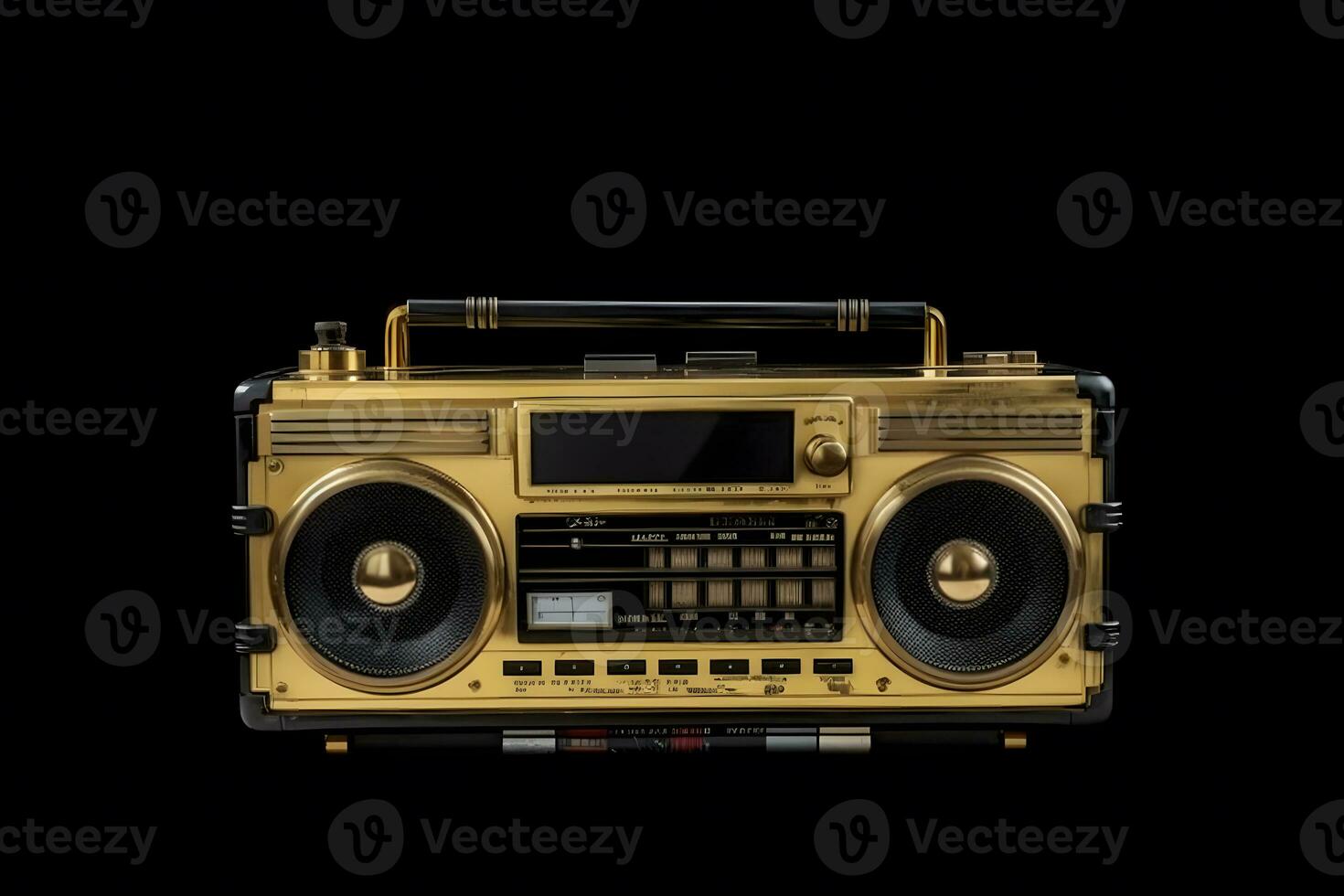 Retro radio cassette recorder ghetto blaster. Neural network AI generated photo