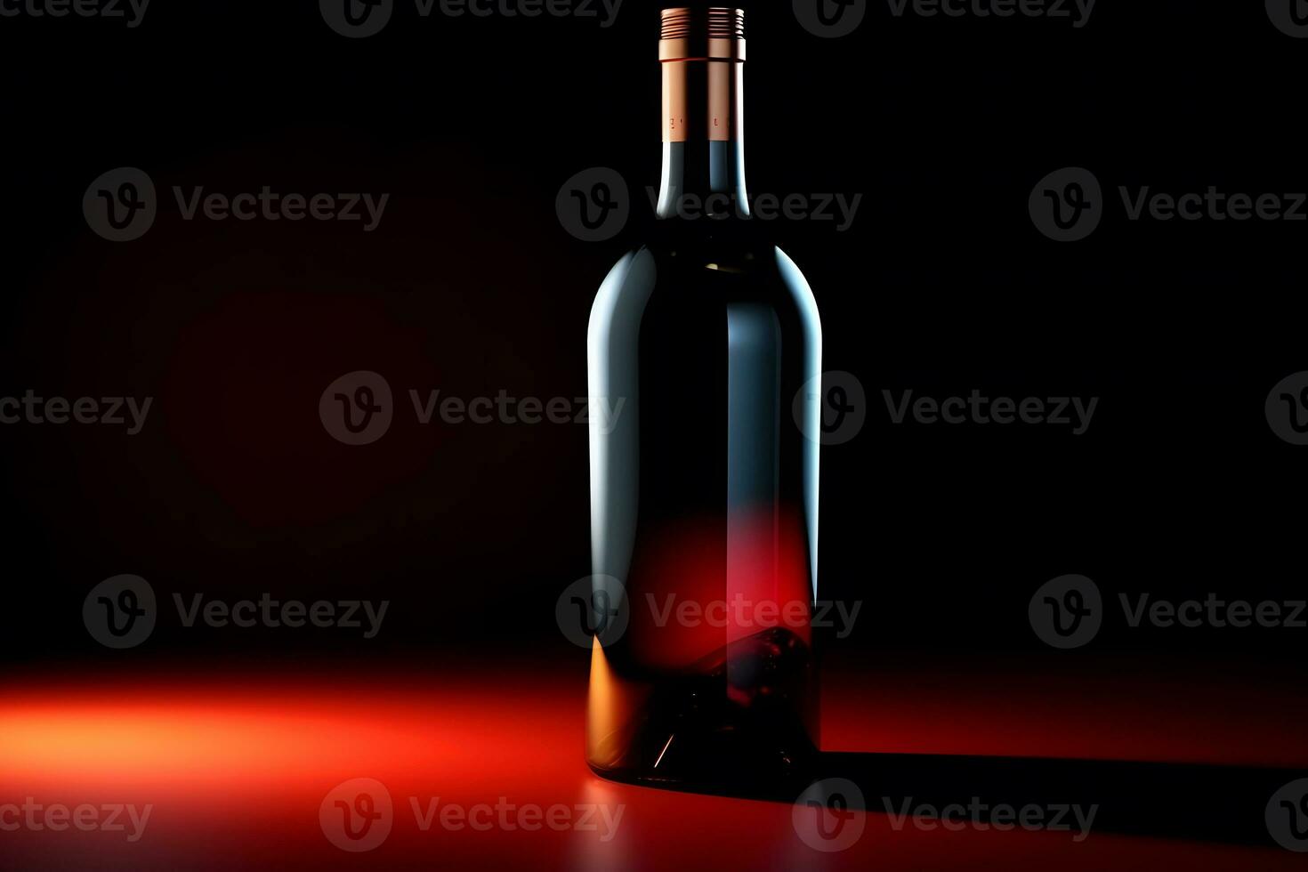 botella de vino en un oscuro antecedentes. Beaujolais nouveau. neural red ai generado foto