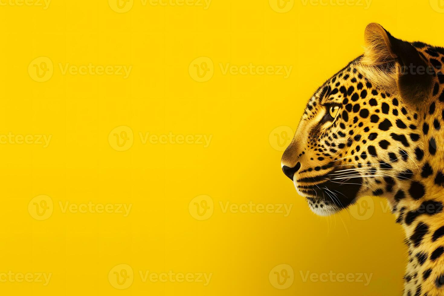 Leopard on a yellow background. Neural network AI generated photo