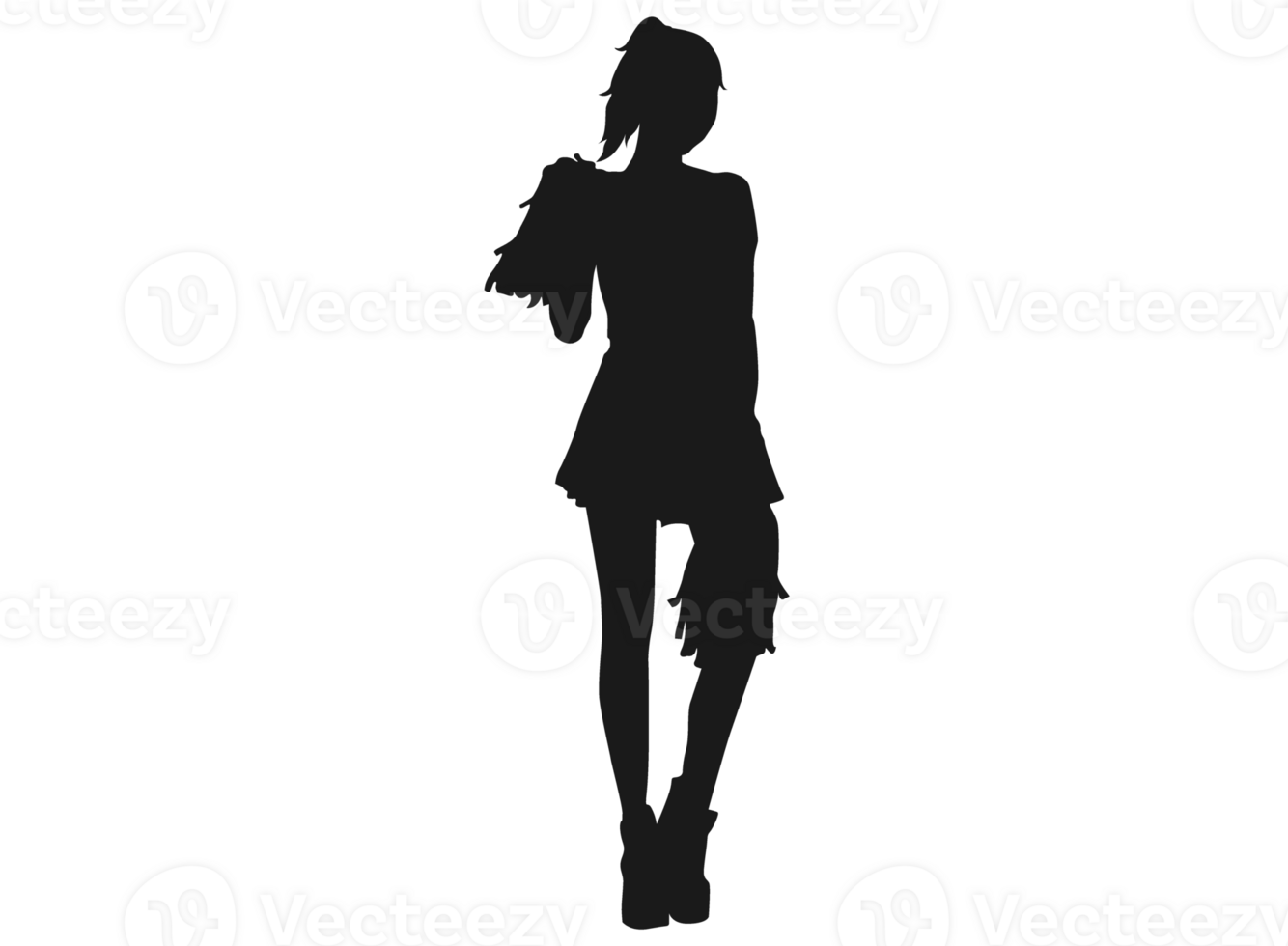 Pose Of A Female Cheerleaders Silhouette png