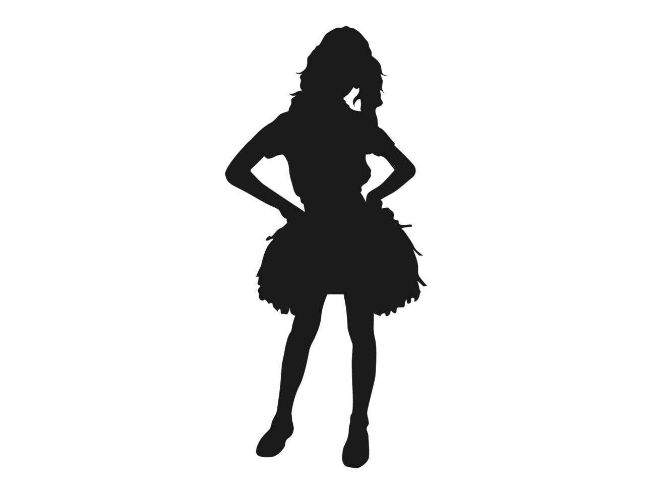 Pose Of A Female Cheerleaders Silhouette png