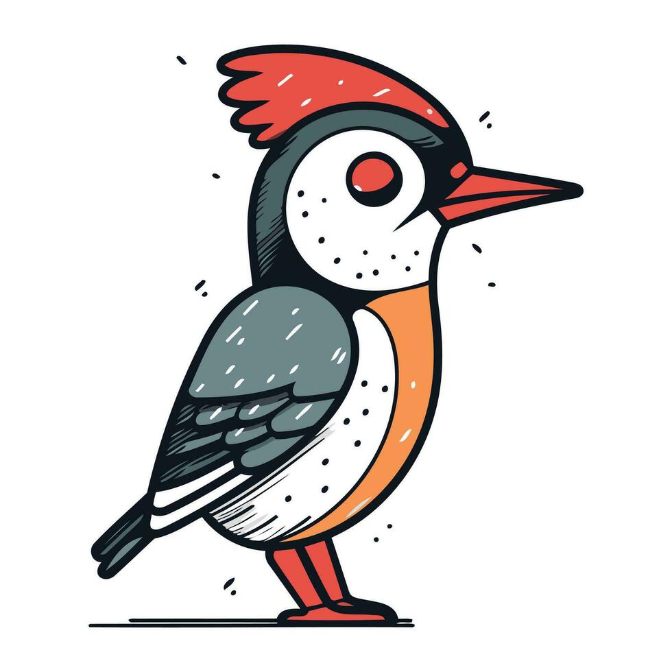 linda dibujos animados pájaro carpintero pájaro. vector ilustración aislado en blanco antecedentes.