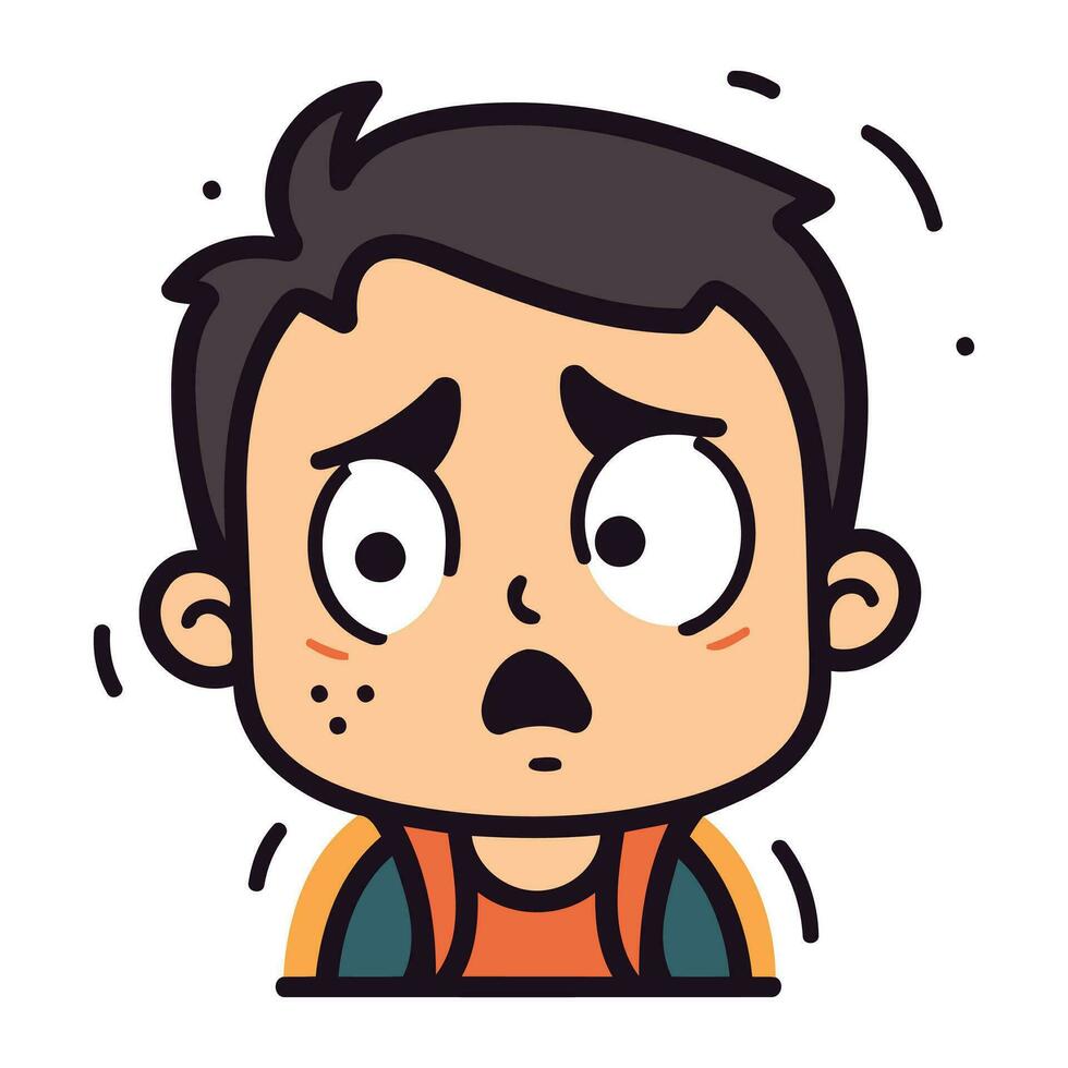 vector ilustración de un chico con un triste rostro. dibujos animados estilo.