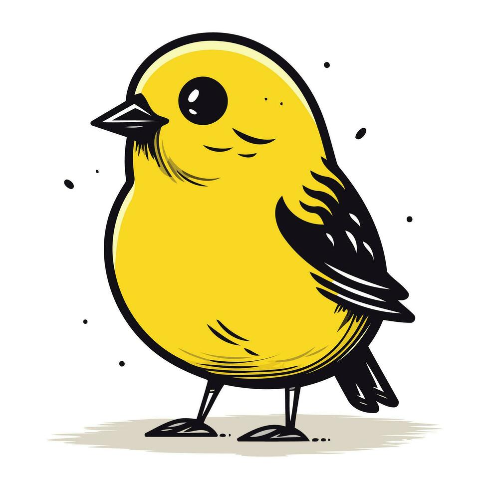 linda pequeño amarillo pájaro en blanco antecedentes. vector ilustración. eps10