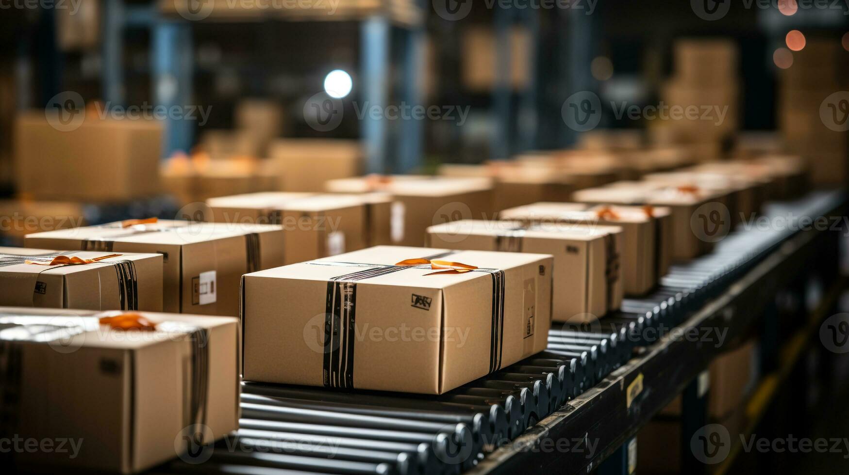 background of packing packages on conveyor photo